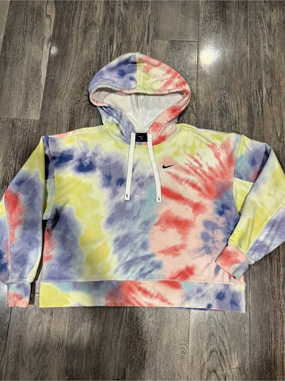 Nike Sportswear Club Fleece Pastel Tie-Dye Hoodie Blue & Yellow Small